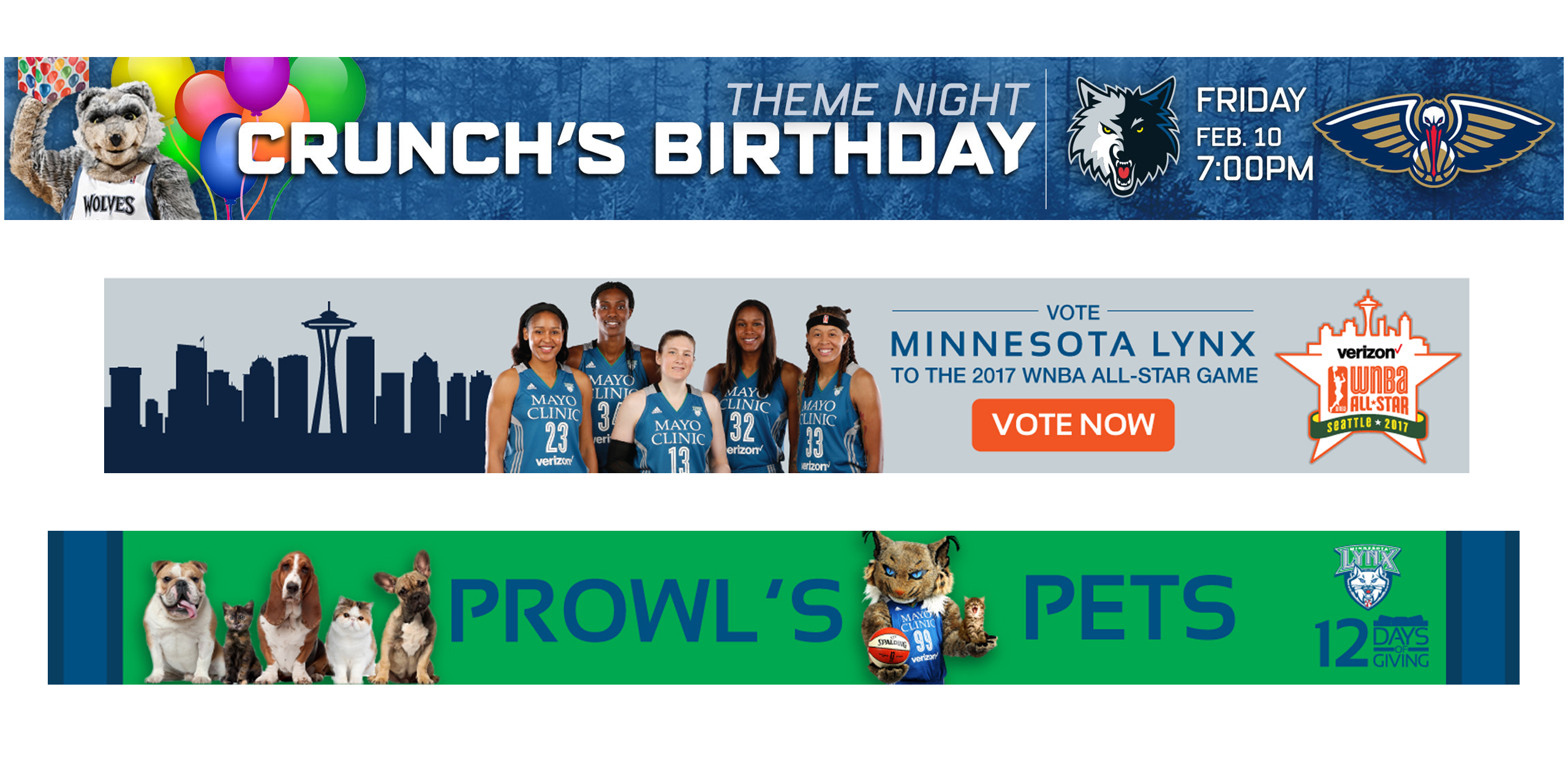Timberwolves and Lynx Web Banners